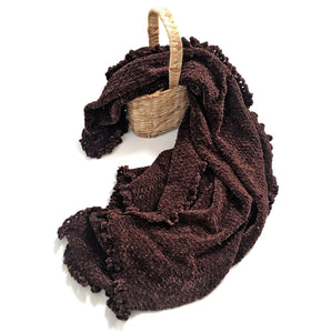 Dark Brown Velvet Knitted Soft Throw